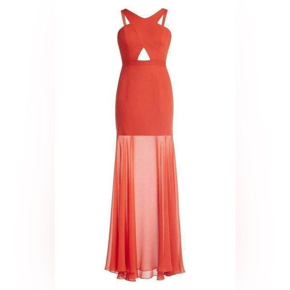 SOLD: BCBG MAXAZRIA Red Ria Criss-Cross Front Gown Dress Womens 6 EUC - Picture 3 of 9